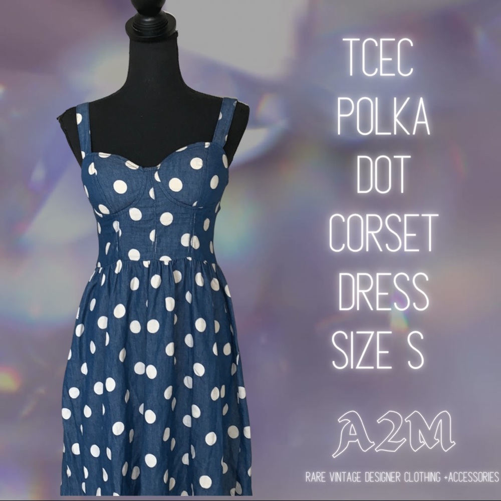 TCEC Denim Polka Dot Corset Dress Size S